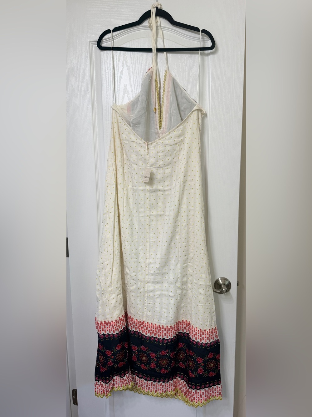 Free People Cubana Border Print Chiffon Halter Maxi dress in Ivory Combo - Picture 4 of 5